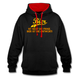 Bier ist nicht die Frage Bier ist die Antwort - Kontrast-Hoodie - Schwarz/Rot