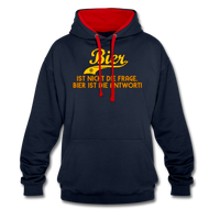 Bier ist nicht die Frage Bier ist die Antwort - Kontrast-Hoodie - Navy/Rot