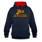 Bier ist nicht die Frage Bier ist die Antwort - Kontrast-Hoodie - Navy/Rot