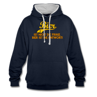 Bier ist nicht die Frage Bier ist die Antwort - Kontrast-Hoodie - Navy/Grau meliert