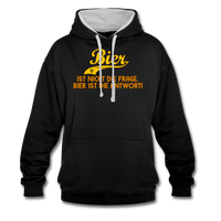 Bier ist nicht die Frage Bier ist die Antwort - Kontrast-Hoodie - Schwarz/Grau meliert