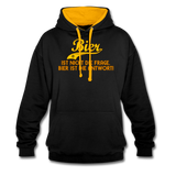 Bier ist nicht die Frage Bier ist die Antwort - Kontrast-Hoodie - Schwarz/Gold