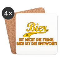 Bier ist nicht die Frage Bier ist die Antwort - Untersetzer (4er-Set) - Weiß