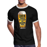 Bier trinken ist besser als Quark reden - Retro-T-Shirt - Schwarz/Weiß