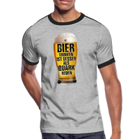 Bier trinken ist besser als Quark reden - Retro-T-Shirt - Grau meliert/Schwarz