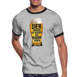 Bier trinken ist besser als Quark reden - Retro-T-Shirt - Grau meliert/Schwarz