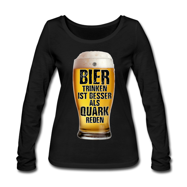 Bier trinken ist besser als Quark reden - Bio-Langarmshirt von Stanley & Stella - Schwarz