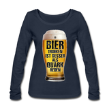 Bier trinken ist besser als Quark reden - Bio-Langarmshirt von Stanley & Stella - Navy