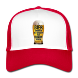 Bier trinken ist besser als Quark reden - Trucker Cap - Weiß/Rot