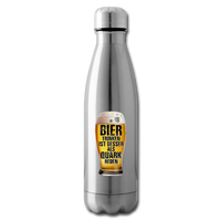 Bier trinken ist besser als Quark reden - Isolierflasche - Lightsilver