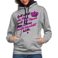 Gott schuf die Frau weil der Mann alleine... - Kontrast-Hoodie - Grau meliert/Navy
