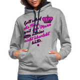 Gott schuf die Frau weil der Mann alleine... - Kontrast-Hoodie - Grau meliert/Navy
