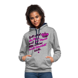 Gott schuf die Frau weil der Mann alleine... - Kontrast-Hoodie - Grau meliert/Navy