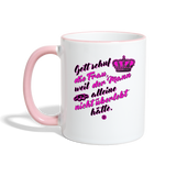 Gott schuf die Frau weil der Mann alleine... - Tasse zweifarbig - Weiß/Pink