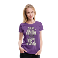 Suche asoziale Kontakte soziale sind ja verboten - Women's Premium T-Shirt - Lila