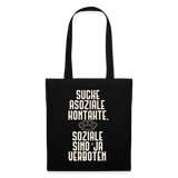 Suche asoziale Kontakte soziale sind ja verboten - Stoffbeutel - Schwarz