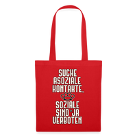 Suche asoziale Kontakte soziale sind ja verboten - Stoffbeutel - Rot