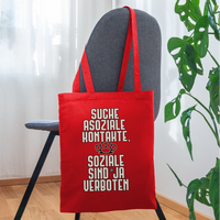 Suche asoziale Kontakte soziale sind ja verboten - Stoffbeutel - Rot
